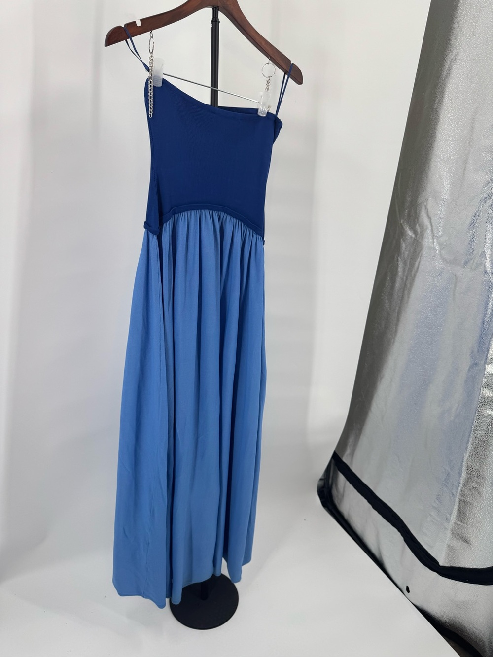 SOLID & STRIPED Two-Tone Blue Strapless Maxi Dress - Picture 9 of 12